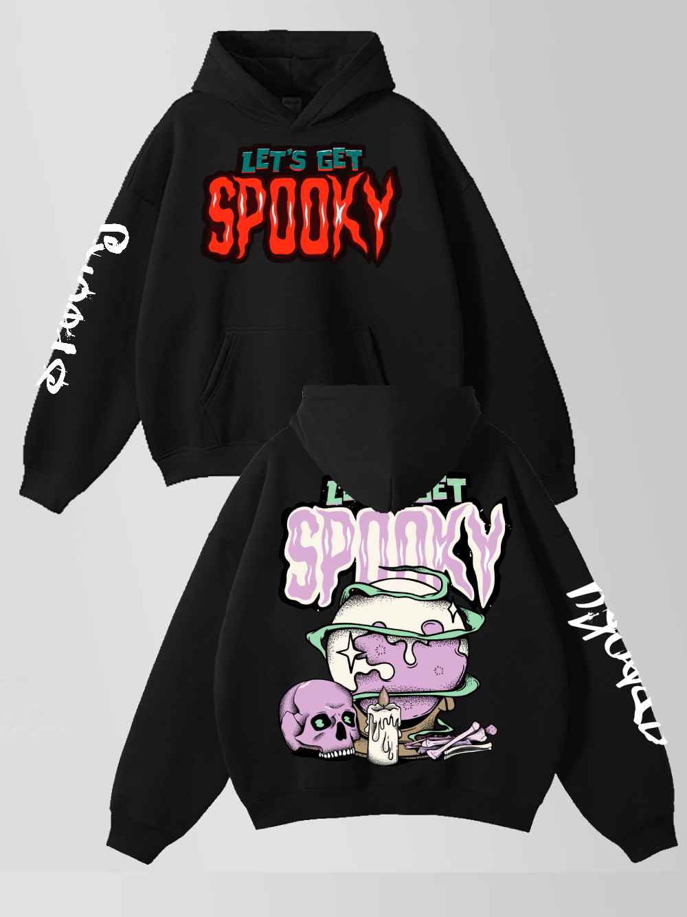 Eerie Vibes Spooky Graphic Hoodie – Haunted Halloween Edition